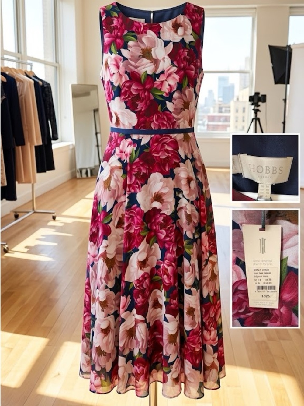 Hobbs London Carly Dress in Peony Pink Floral | Size US 8 / UK 12 – NWT - Picture 1 of 9